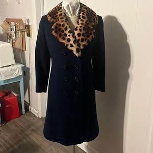 Gorgeous Vintage Animal Cheetah Leopard Print and Blue Coat